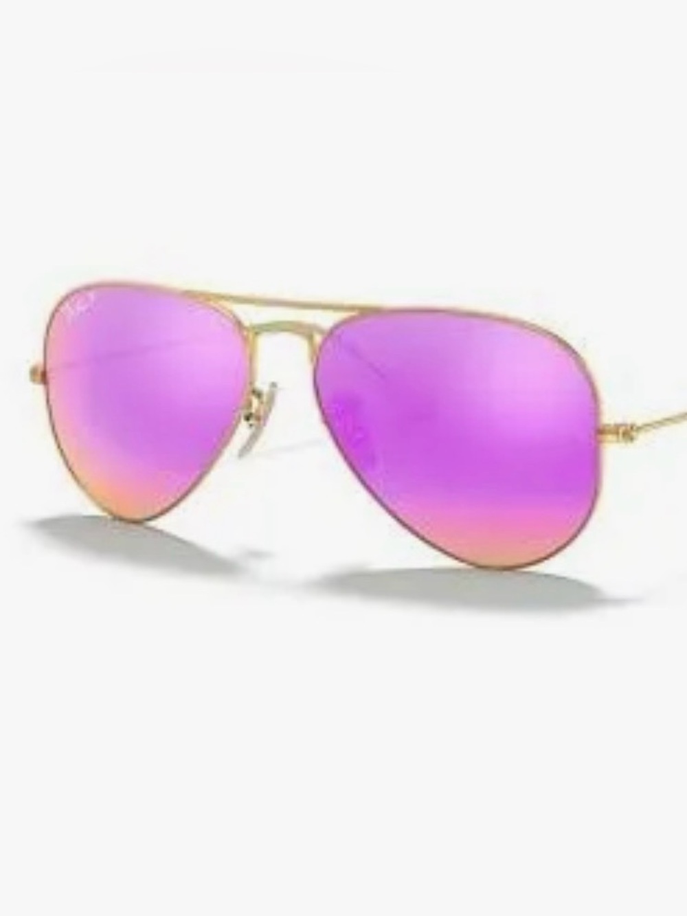 Ray-Ban Gold Aviator Sunglasses with Magenta Flash Polarized Lenses. Like New